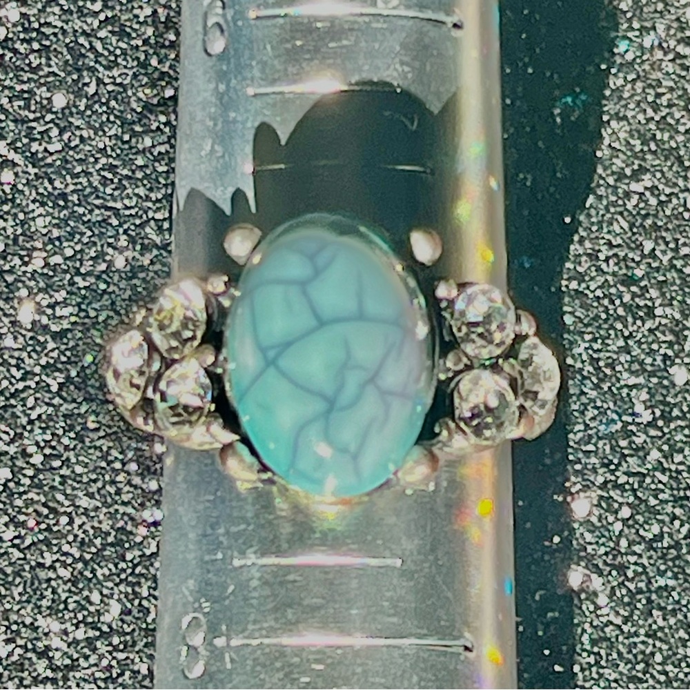 Vintage faux turquoise &  diamond ring